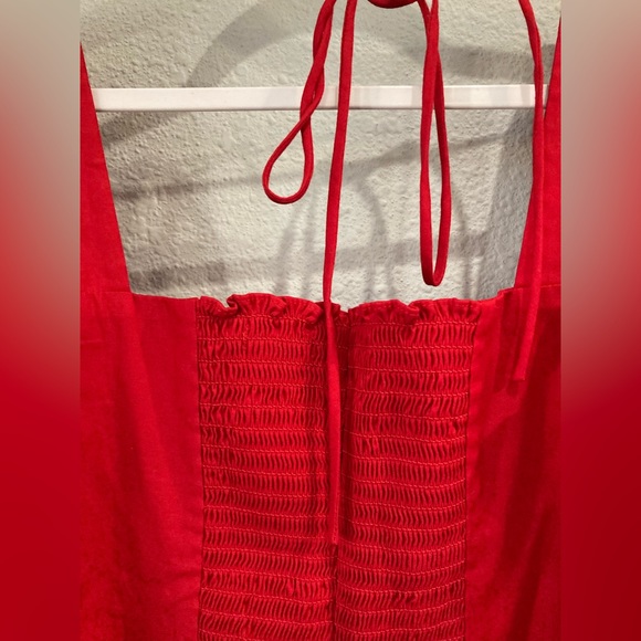 Reformation Designer Romantic Red Fiske Boho Puff Sleeve Victorian Stretch Top - Picture 13 of 14